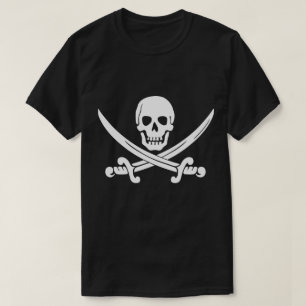 ハロウィーン海賊メンズ黒Tシャツ Tシャツ
