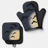 ハロウィーン満月とこうもり 鍋つかみ&鍋敷きセット (正面/裏面)