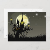 ハロウィーン満月の夜の背景 ポストカード (正面/裏面)