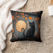 ハロウィーン満月ブラックキャット華美秋 クッション (ブランケット)