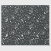ハロウィーン漫画の黒と白のラッピング紙 ラッピングペーパー (フラット)