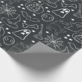 ハロウィーン漫画の黒と白のラッピング紙 ラッピングペーパー (角)