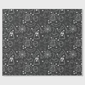 ハロウィーン漫画の黒と白のラッピング紙 ラッピングペーパー (フラット)