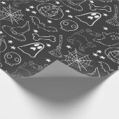 ハロウィーン漫画の黒と白のラッピング紙 ラッピングペーパー (角)