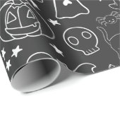 ハロウィーン漫画の黒と白のラッピング紙 ラッピングペーパー (ロールコーナー)