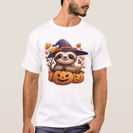 ハロウィーン漫画ナマケモノクラシックTシャツ Tシャツ (正面)
