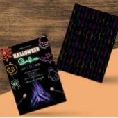 ハロウィーン焚き火ネオン不気味ナイトコスチュームパーティー 招待状