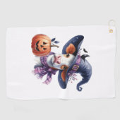 ハロウィーン牛と秋 ゴルフタオル (横)