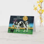 ハロウィーン牛グリーティングカード カード (黄色い花)