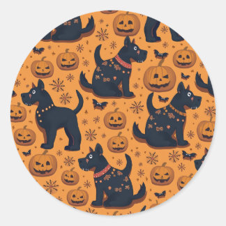 ハロウィーン犬のシール ラウンドシール