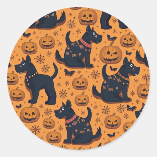 ハロウィーン犬のシール ラウンドシール (正面)
