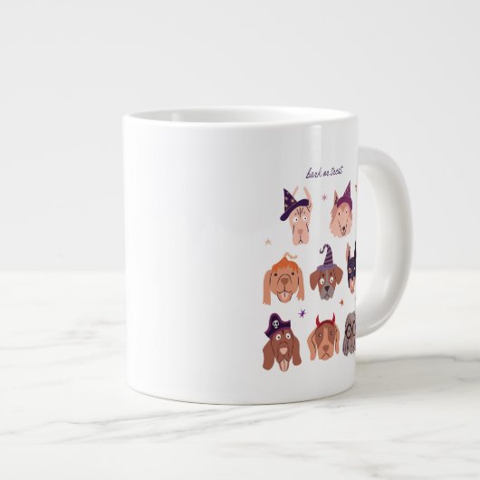 ハロウィーン犬の吠える又は治療 ジャンボコーヒーマグカップ (正面右)