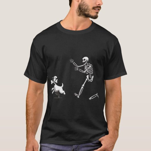 ハロウィーン犬の骨格犬の追いかけ犬 Tシャツ (正面)
