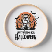 ハロウィーン犬を待っている 壁時計 (正面)