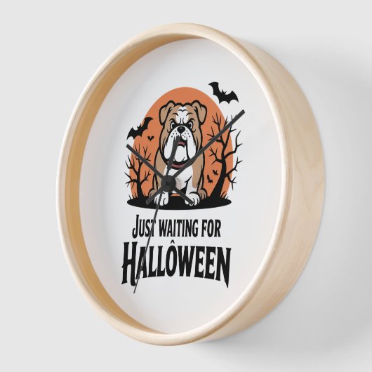ハロウィーン犬を待っている 壁時計 (傾斜)