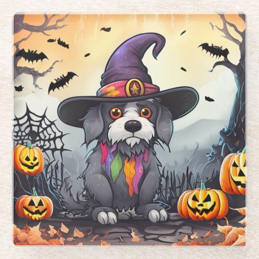 ハロウィーン犬 ガラスコースター (正面)