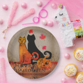 ハロウィーン猫あいさつ ペーパープレート (パーティー)