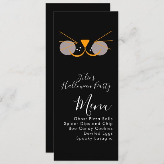 ハロウィーン猫かわいいコスチュームパーティーメニュー シーズンカード (正面/裏面)