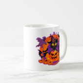 ハロウィーン猫とカボチャ コーヒーマグカップ (正面右)