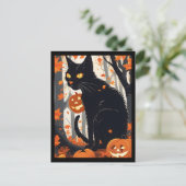 ハロウィーン猫とカボチャ シーズンポストカード (スタンド正面)