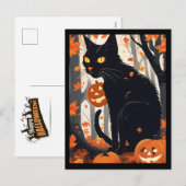 ハロウィーン猫とカボチャ シーズンポストカード (正面/裏面)