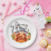 ハロウィーン猫とカボチャ ペーパープレート (パーティー)