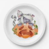 ハロウィーン猫とカボチャ ペーパープレート (正面)