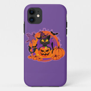 ハロウィーン猫とカボチャ iPhone 11 ケース