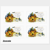 ハロウィーン猫とマウス 長方形シール (シート)