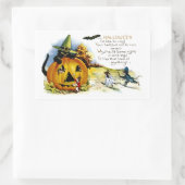 ハロウィーン猫とマウス 長方形シール (バッグ)