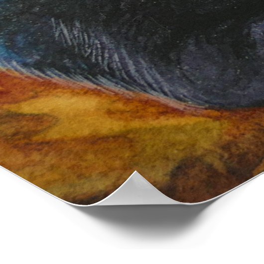 ハロウィーン猫とマウスNo. 2水彩画18x24 ポスター (角)