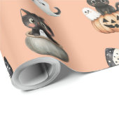 ハロウィーン猫と幽霊 ラッピングペーパー (ロールコーナー)