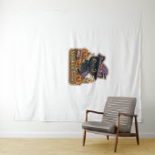 ハロウィーン猫と魔法本不気味- & Sweet Em タペストリー (インサイチュ(横))