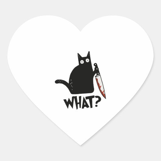 ハロウィーン猫なんて殺意のある黒猫とナイフ ハートシール (正面)