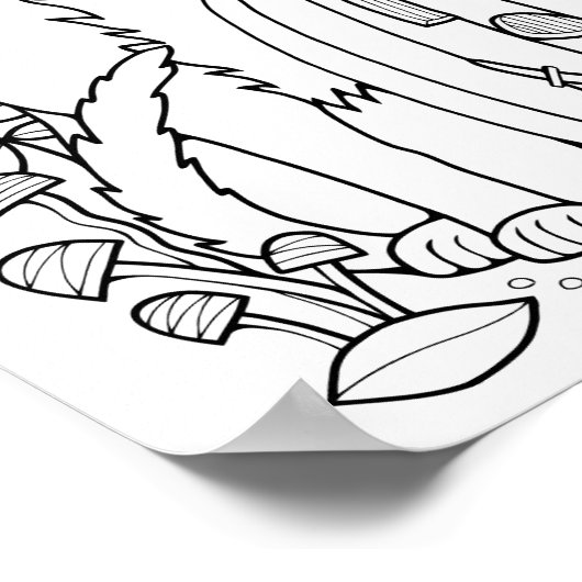 ハロウィーン猫ぬりえページアートポスター ポスター (角)