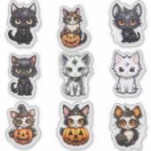 ハロウィーン猫のビニールステッカー9セット シール (正面)