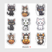ハロウィーン猫のビニールステッカー9セット シール (シート)