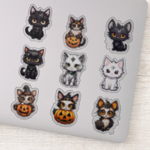 ハロウィーン猫のビニールステッカー9セット