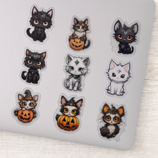 ハロウィーン猫のビニールステッカー9セット シール (詳細)