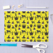 ハロウィーン猫の城帽子スカルの木の猫 薄葉紙 (クラフト)