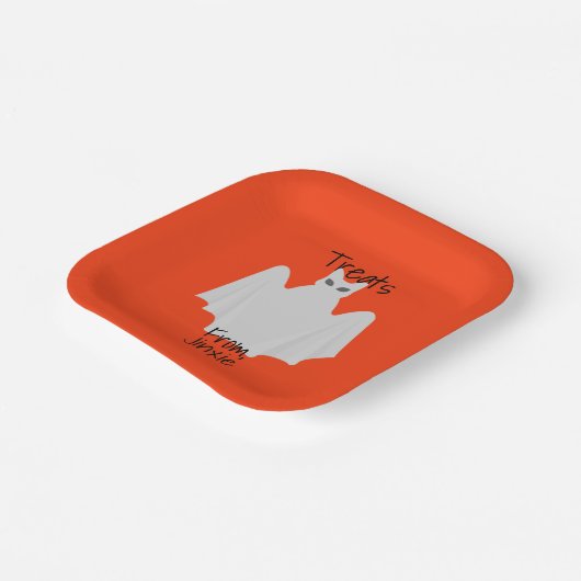 ハロウィーン猫の幽霊紙プレート ペーパープレート (傾斜あり)