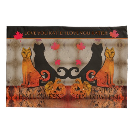 ハロウィーン猫の枕カバー 枕カバー (裏面)