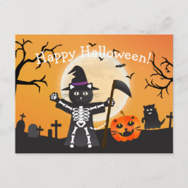 ハロウィーン猫の死神 ポストカード
