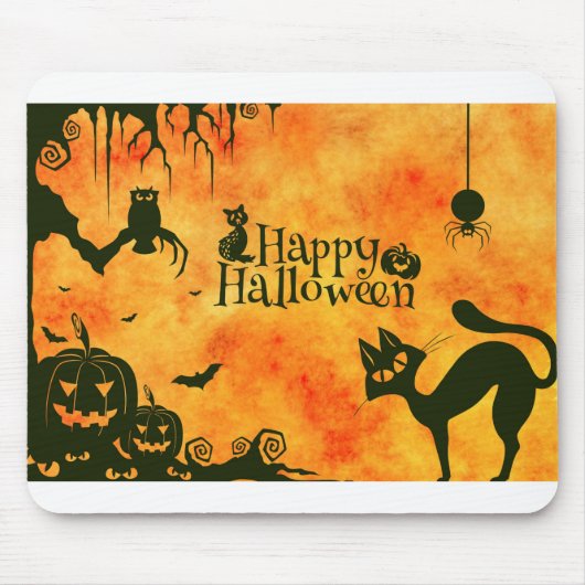 ハロウィーン猫の雰囲気を超えて怖い マウスパッド (正面)