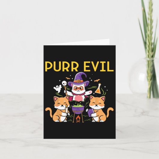 ハロウィーン猫の魔女おもしろい不気味猫 カード (正面)