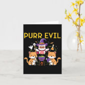 ハロウィーン猫の魔女おもしろい不気味猫 カード (黄色い花)