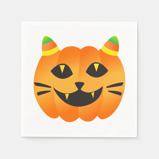 ハロウィーン猫オランタン スタンダードカクテルナプキン (正面)