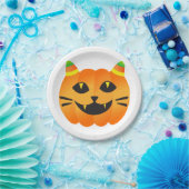 ハロウィーン猫オランタン ペーパープレート (パーティー)