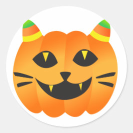 ハロウィーン猫オランタン ラウンドシール