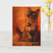 ハロウィーン猫カード カード (黄色い花)
